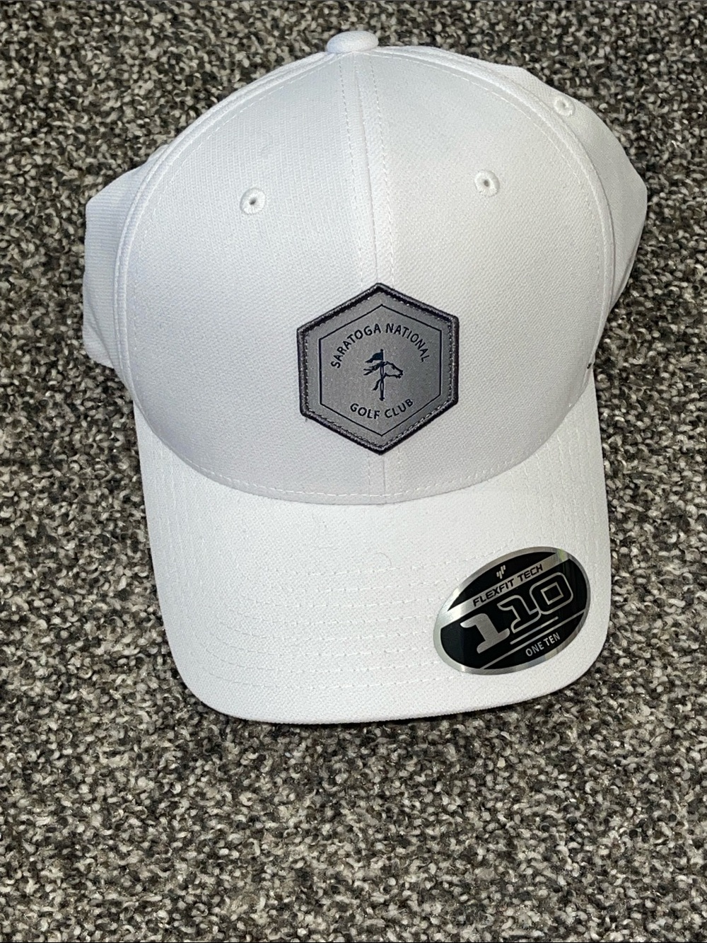 NWT Travis Mathew Saratoga Nationals White Golf Patch Flexfit Cap